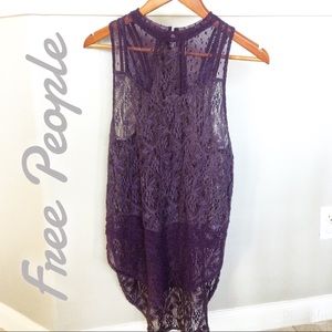 Free People purple lace top, small